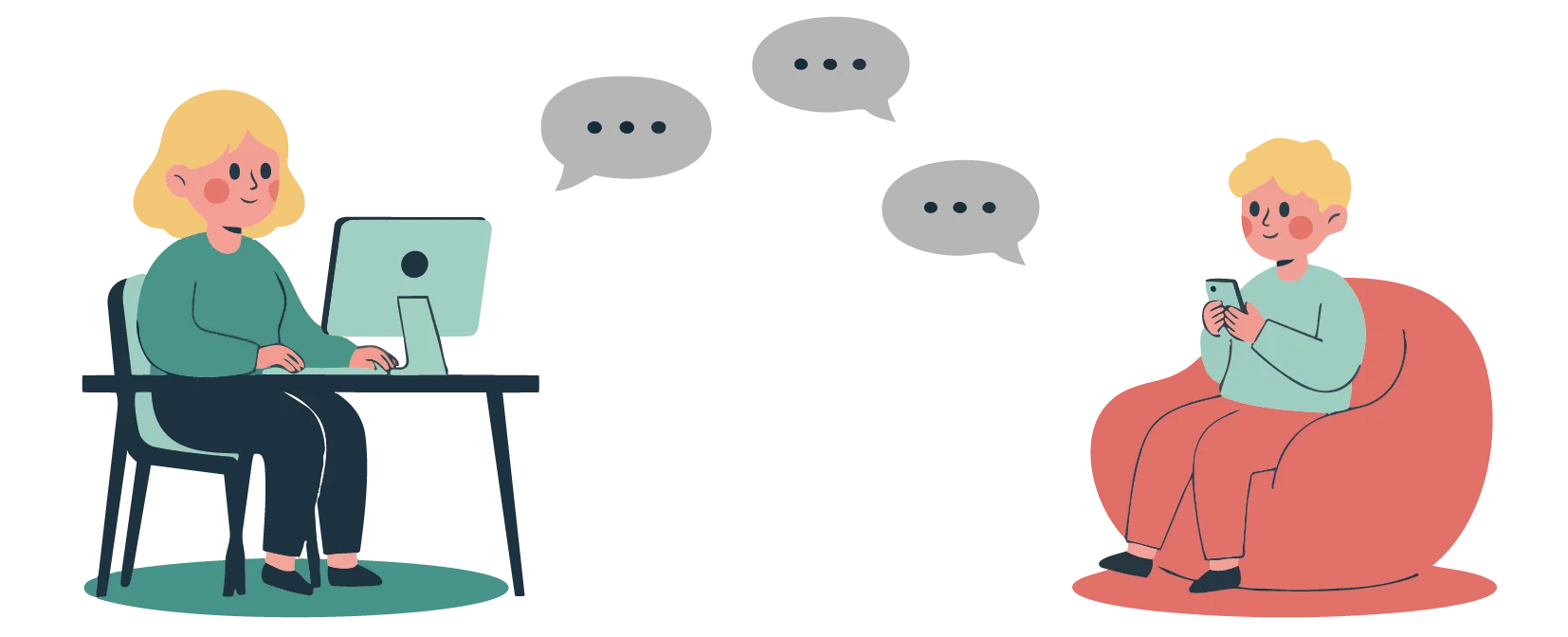 Två personer som chattar online.